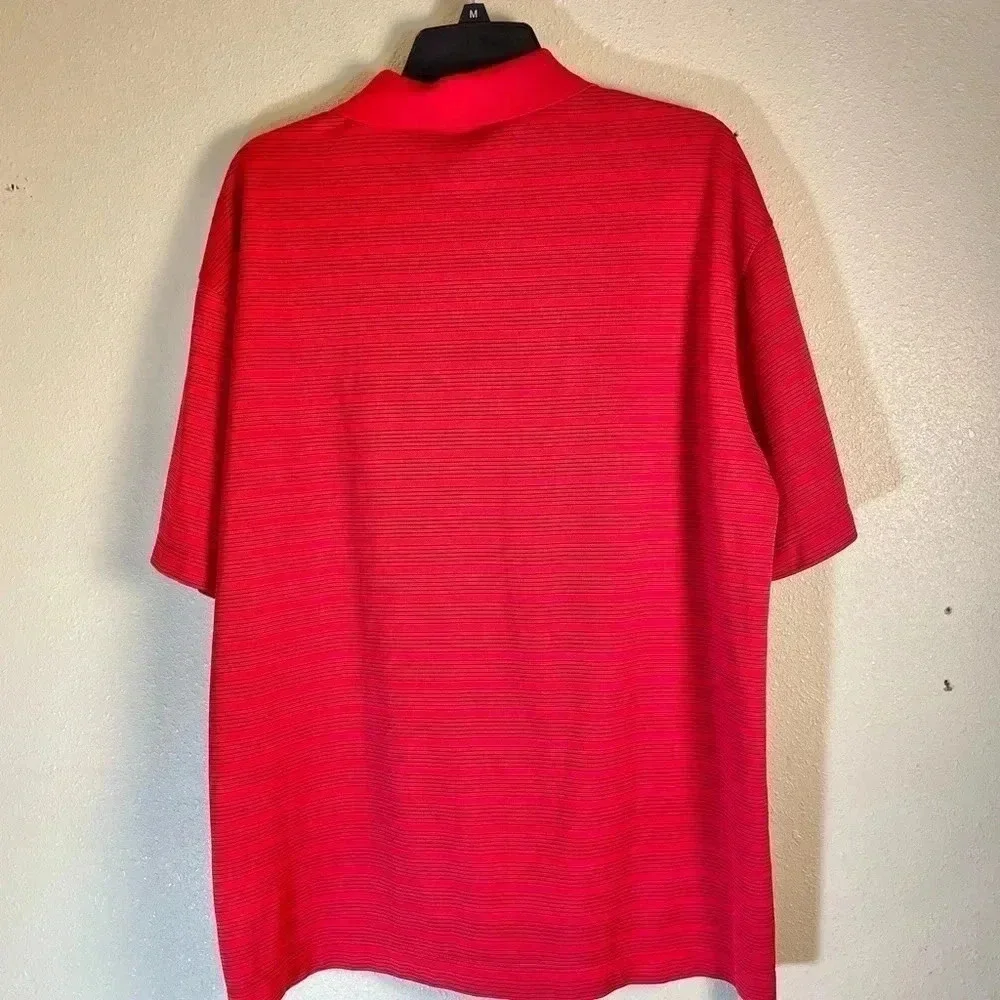 Nike Golf Polo Shirt Mens Extra Large Red Striped Short Sleeve Dri Fit Golfer